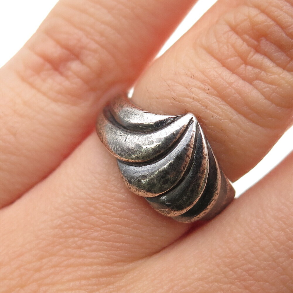 CHAPAL ZENRAY 925 Sterling Silver Vintage Modernist Oxidized Ring Size 6